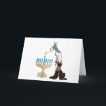 tarjeta del chanukah (Jánuca)<br><div class="desc">schnauzer s de la tarjeta del chanukah (Jánuca) que enciende el menorah</div>