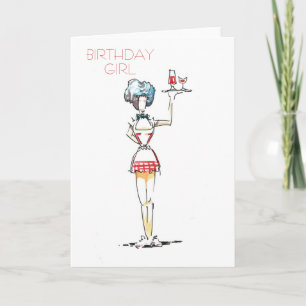 Tarjeta del chica del cumpleaños de la camarera