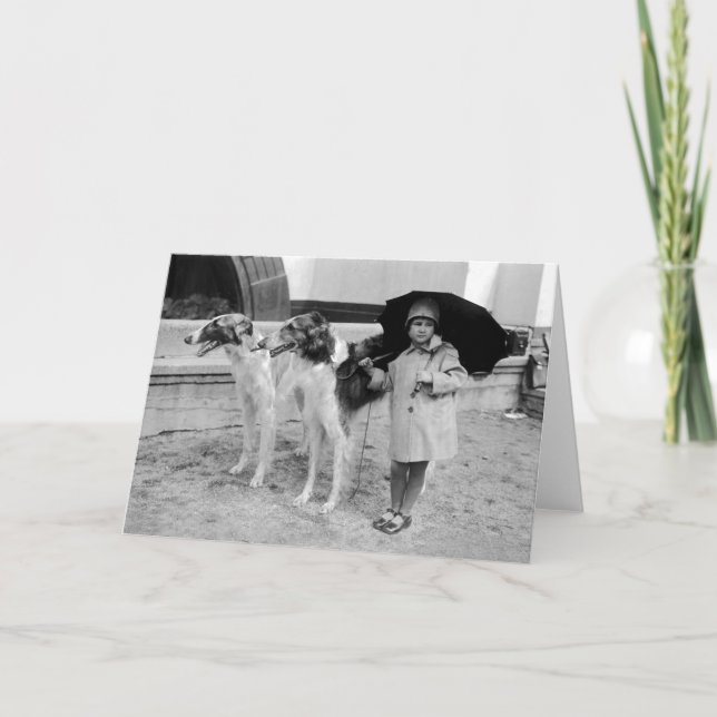 Tarjeta del chica y del Borzoi (Anverso)