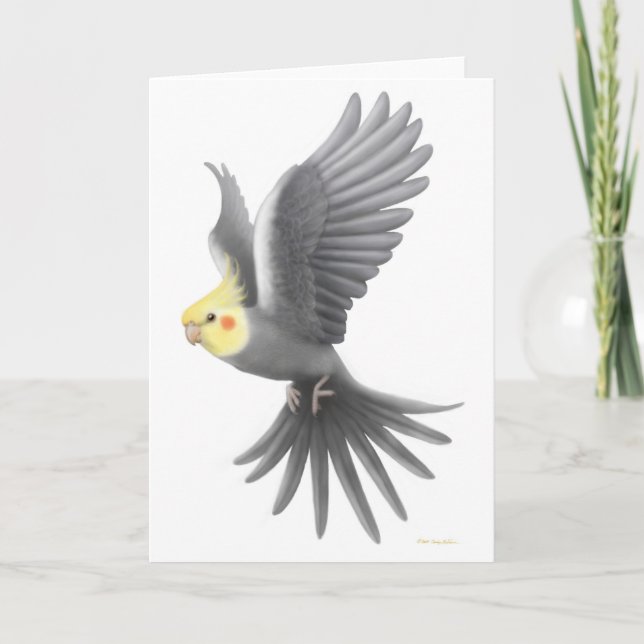 Tarjeta del Cockatiel del vuelo (Anverso)