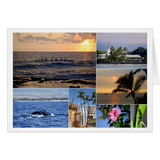 Tarjeta del collage de Kailua Kona Hawaii (Anverso (Horizontal))