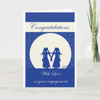 Tarjeta del compromiso de dos novias