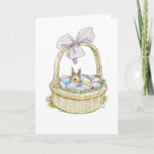 Tarjeta del conejo de la cesta de Pascua