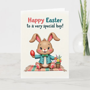 Tarjeta del conejo de Pascua a rayas