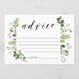 Tarjeta del consejo para la novia y el novio