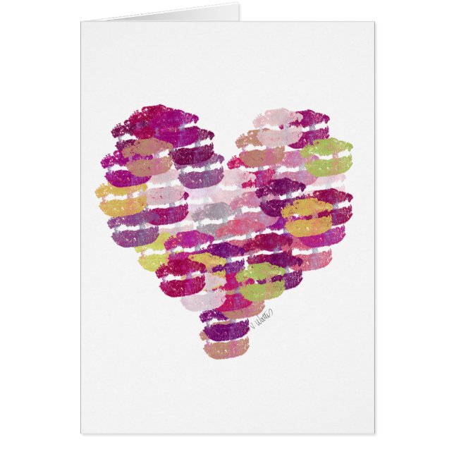 Tarjeta del corazón de los besos (Frente)