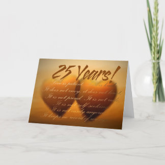 Tarjeta del corazón del aniversario de 25 años
