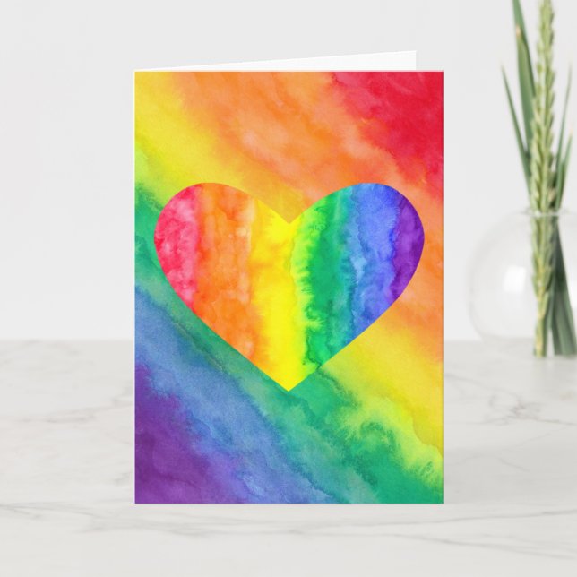 Tarjeta del corazón del arco iris (Anverso)