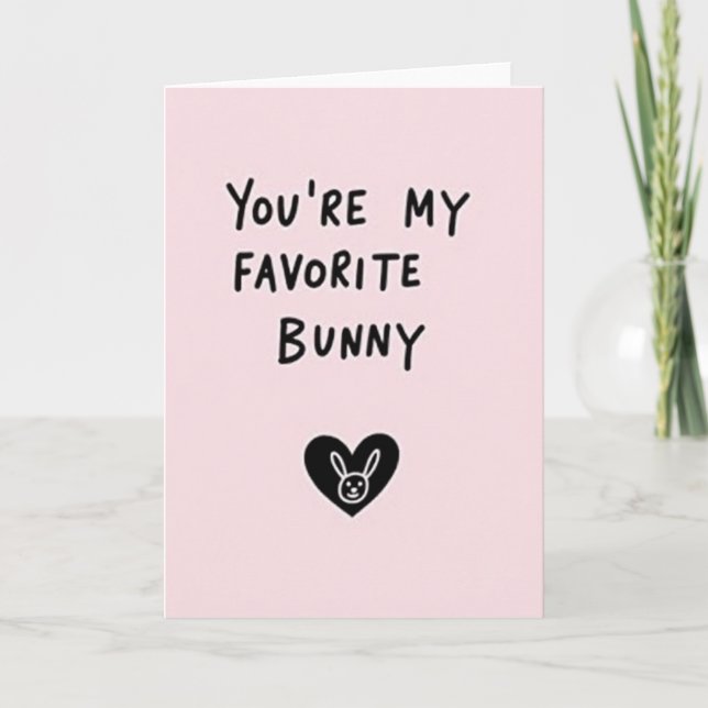 Tarjeta del corazón del conejo favorito (Anverso)