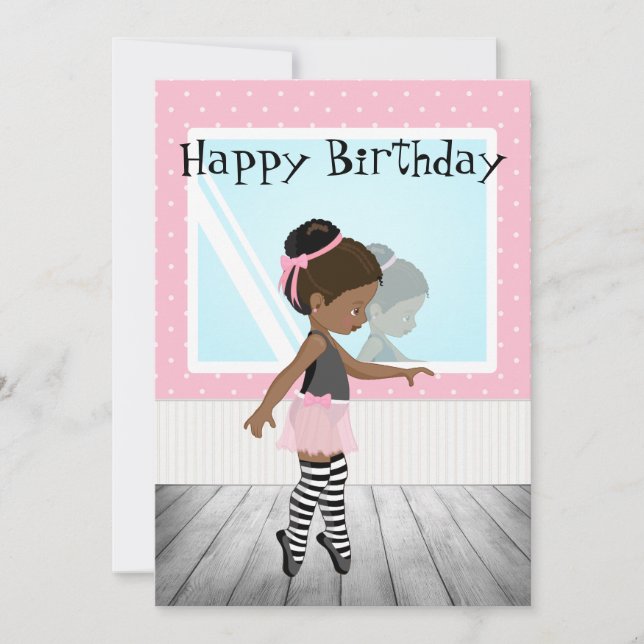 Tarjeta del cumpleaños afroamericana del chica (Anverso)