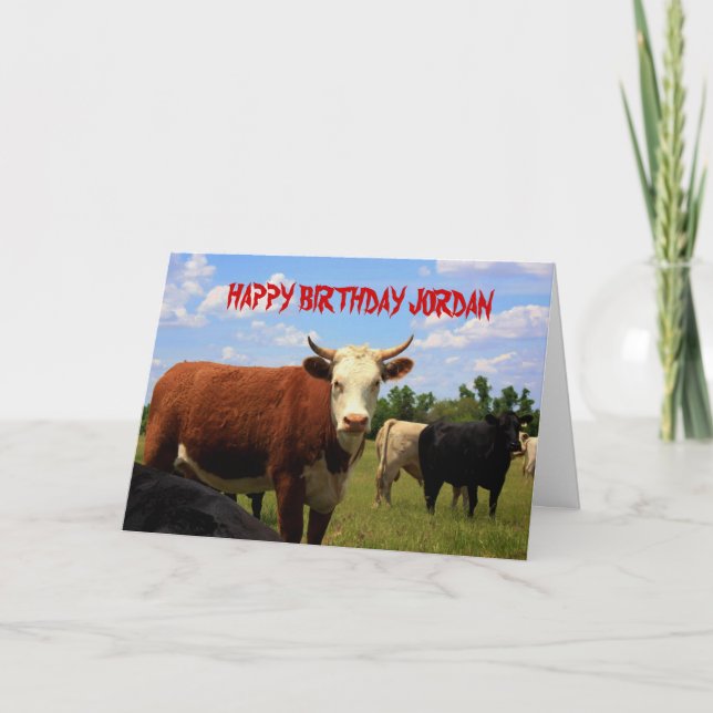 Tarjeta del cumpleaños de la VACA del PAÍS de (Anverso)