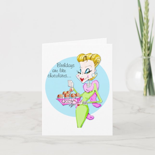 Tarjeta del cumpleaños/del chocolate y de (Anverso)