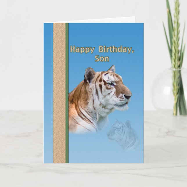 Tarjeta del cumpleaños del hijo con el tigre (Anverso)