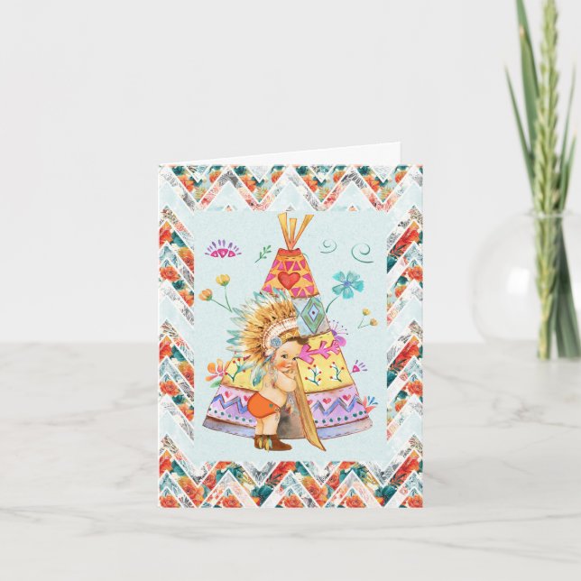 Tarjeta del cumpleaños del muchacho del nativo (Anverso)