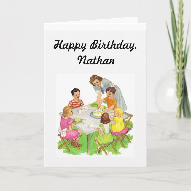 Tarjeta del cumpleaños del niño, imagen del fiesta (Anverso)