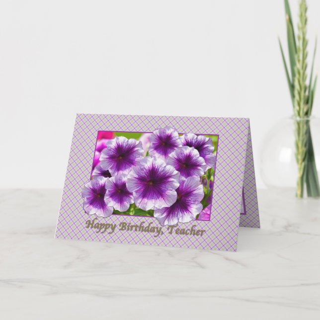 Tarjeta del cumpleaños del profesor con las (Anverso)