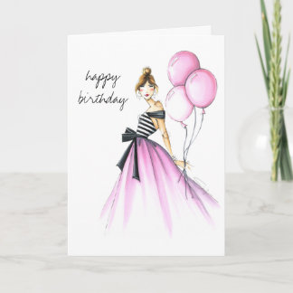 Tarjeta Del "cumpleaños ilustrado moda fabulosa