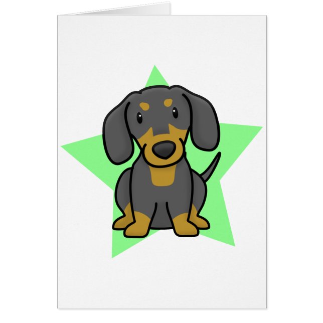 Tarjeta del Dachshund de la estrella de Kawaii (Frente)