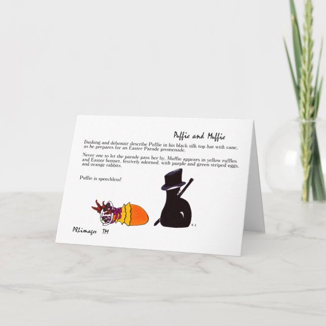 Tarjeta del desfile de Puffie y de Muffie Pascua (Anverso)