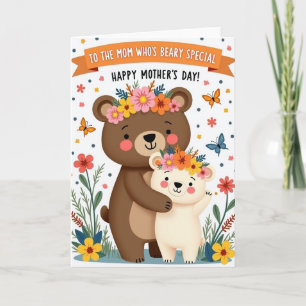 Tarjeta del Día de Abrazos de Oso Floral