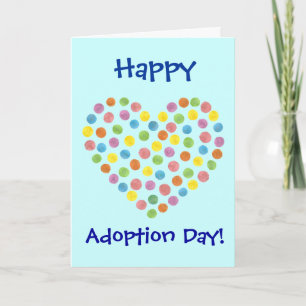 tarjeta del día de adopción feliz del corazón de p