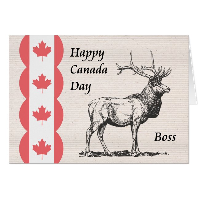 Tarjeta del Día de Canadá para Jefe con el icono M (Anverso (Horizontal))