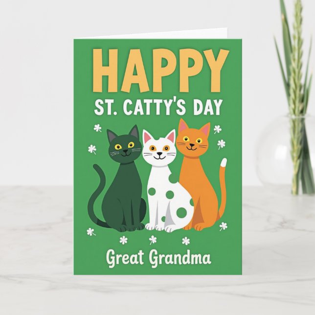 Tarjeta del Día de Cattys Feliz Gato (Anverso)
