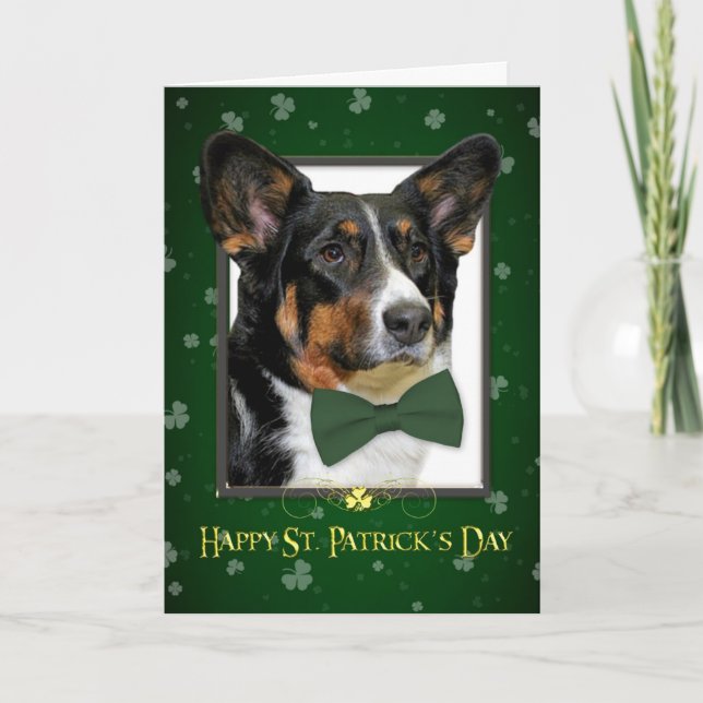 Tarjeta del Día de Corgi St. Patrick (Anverso)