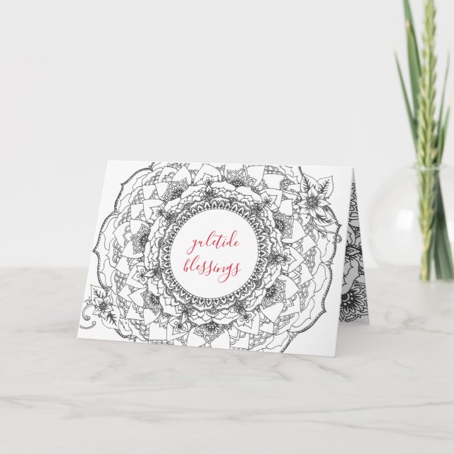 Tarjeta del día de fiesta de la mandala de Yule (Anverso)