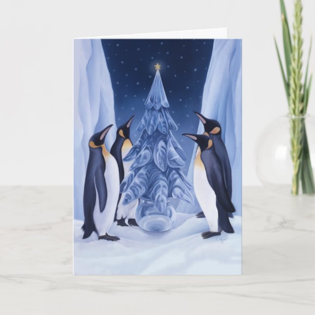 Tarjeta del día de fiesta de los pingüinos (Anverso)