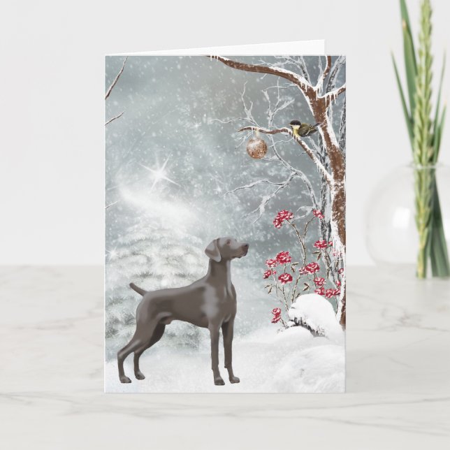 Tarjeta del día de fiesta de Weimaraner (Anverso)