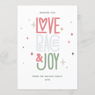 Tarjeta del día de fiesta del amor, de la paz y de