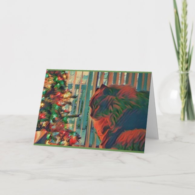 Tarjeta del día de fiesta del gato del navidad del (Anverso)