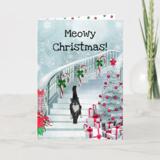 Tarjeta del día de fiesta del gato del navidad del