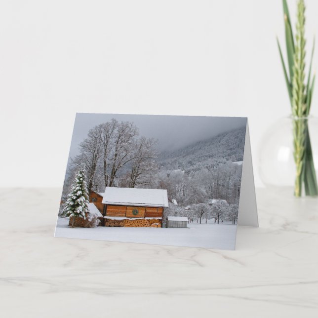 Tarjeta del día de fiesta del granero del invierno (Anverso)