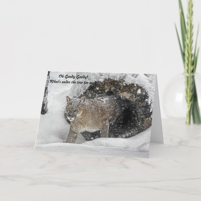 Tarjeta del día de fiesta del león de montaña (Anverso)