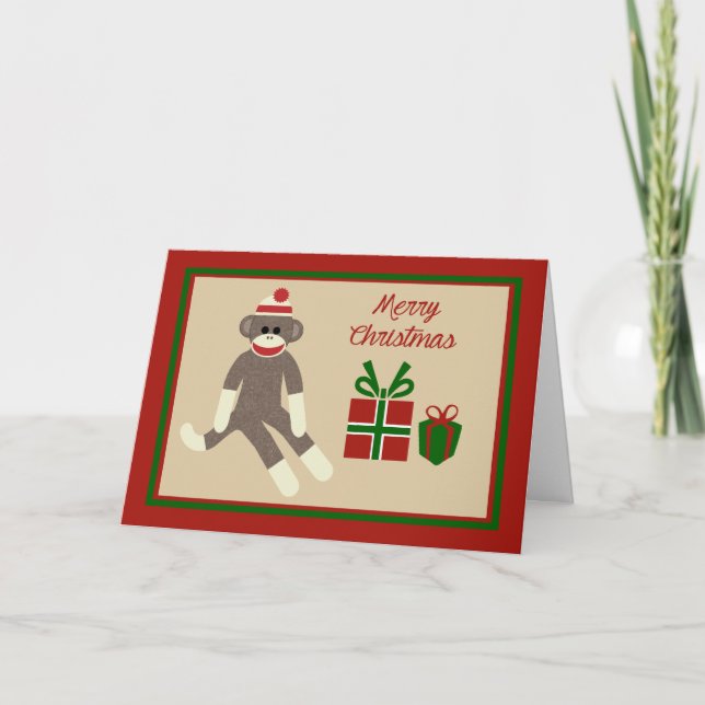Tarjeta del día de fiesta del navidad del mono del (Anverso)