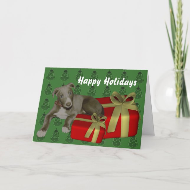 Tarjeta del día de fiesta del navidad del perro de (Anverso)