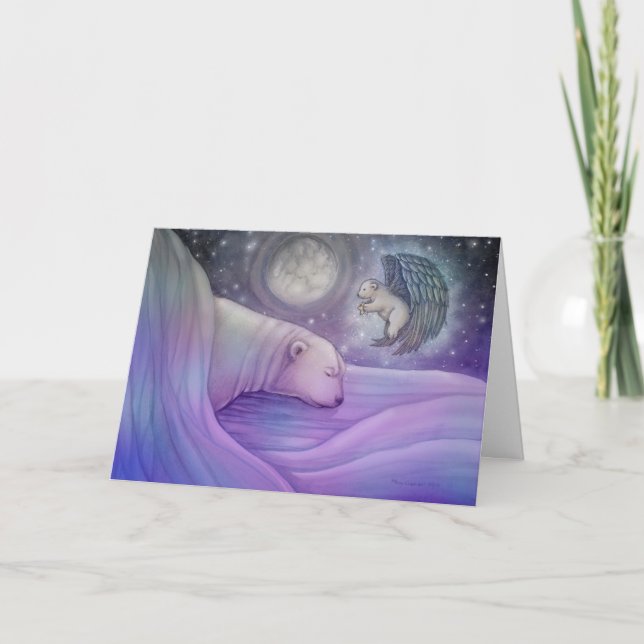 Tarjeta del día de fiesta del oso polar y del (Anverso)