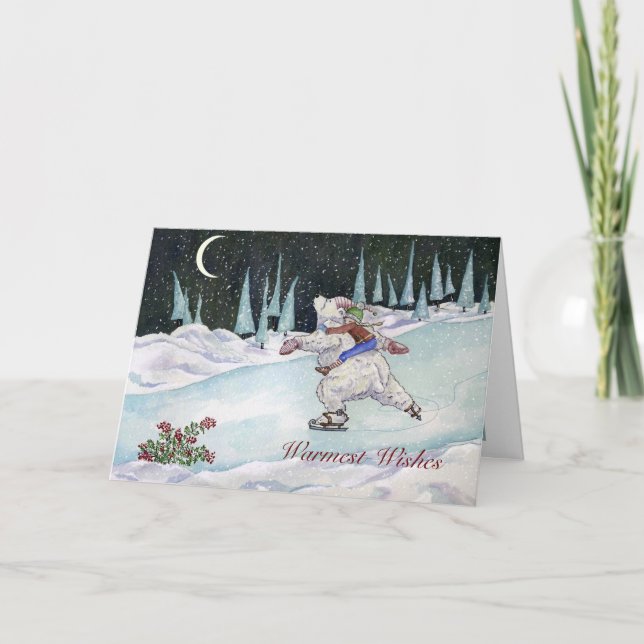 Tarjeta del día de fiesta del patín del invierno (Anverso)