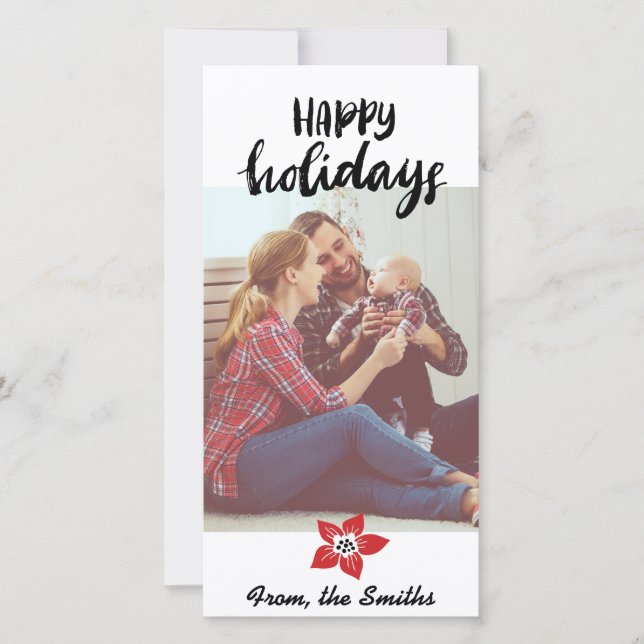 Tarjeta del día de fiesta del Poinsettia - añada (Anverso)