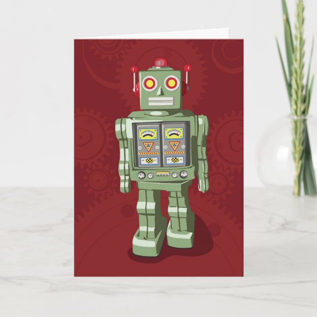 Tarjeta del día de fiesta del robot del juguete (Anverso)