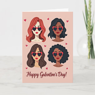 Tarjeta del Día de Galentines Corazones