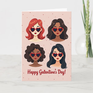 Tarjeta del Día de Galentines Corazones de Mujeres
