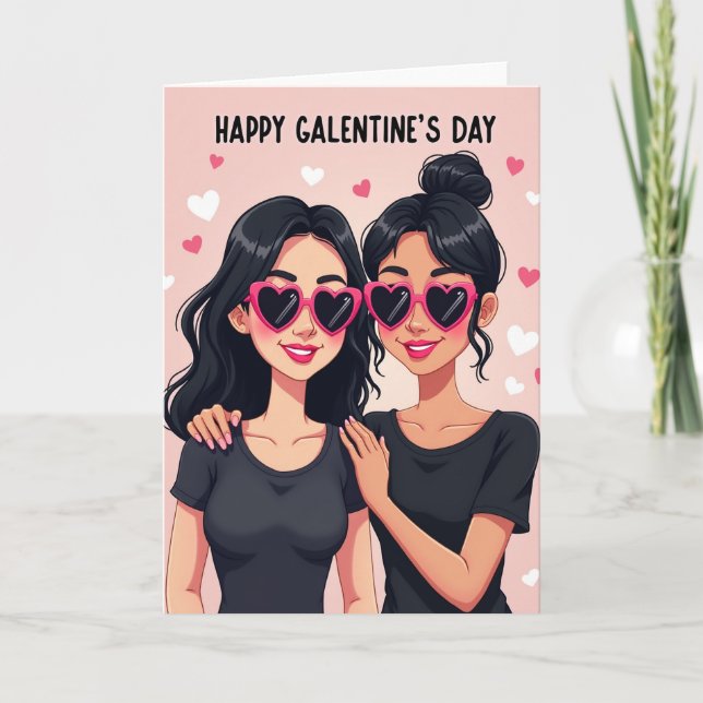 Tarjeta del Día de Galentines Rosa (Anverso)