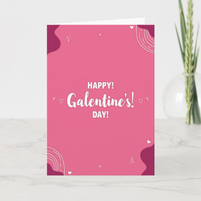 Tarjeta del Día de Galentines Rosa Ondulada (Anverso)