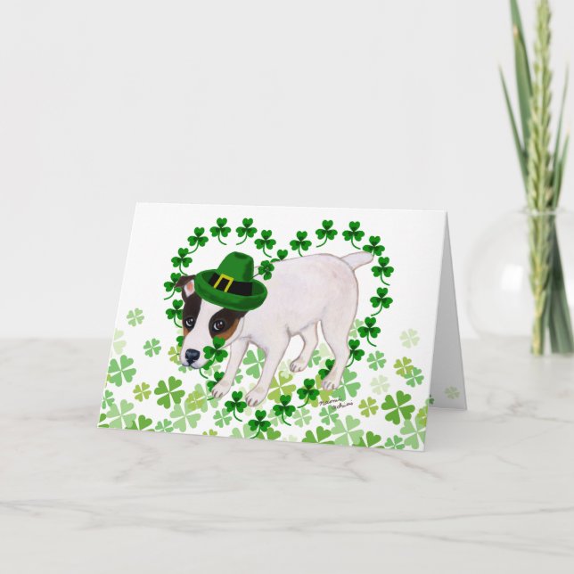 Tarjeta del Día de Jack Russell Terrier St. Patric (Anverso)