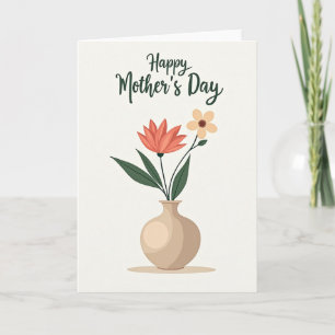 Tarjeta del día de jarrón floral elegante
