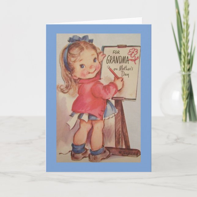 Tarjeta del día de la abuela de la vieja familia (Anverso)