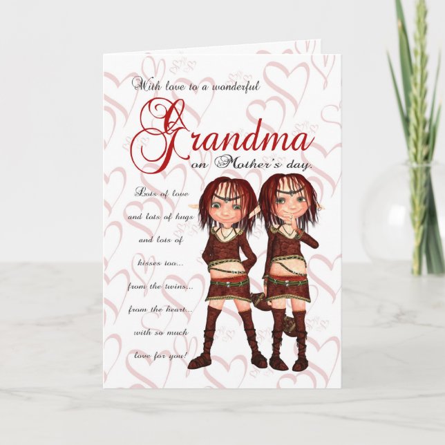 Tarjeta del día de la abuela de los gemelos - Dos  (Anverso)
